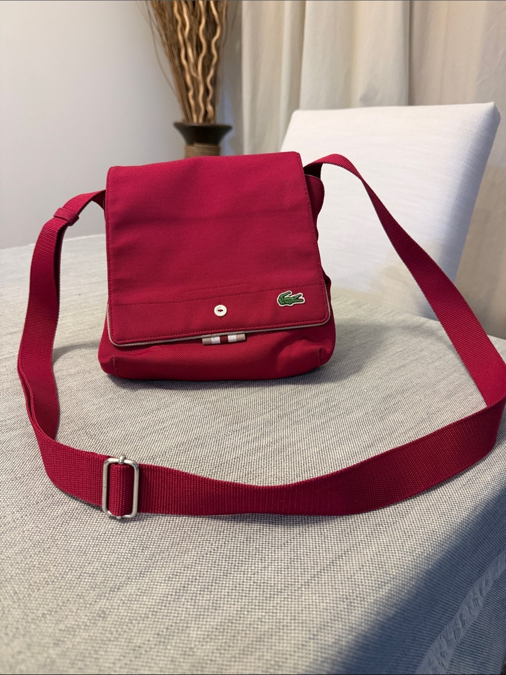 Lacoste Red Small Messenger Crossbody Bag